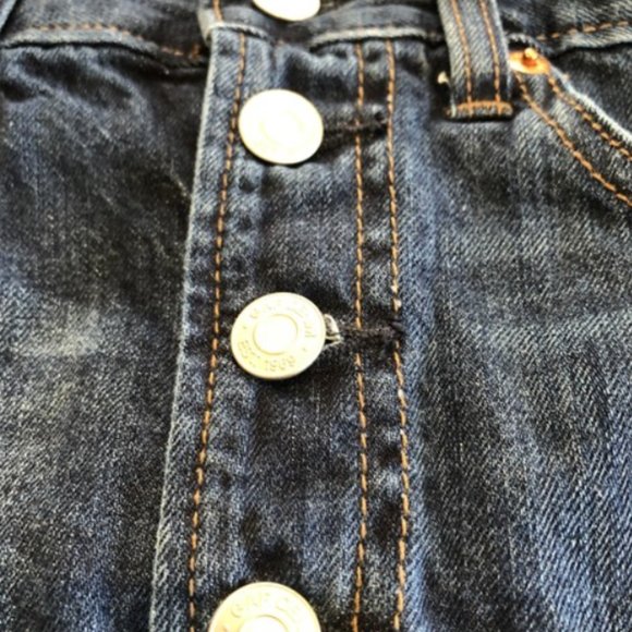 Gap 5 Pocket High Rise Mini Skirt in Dark Denim. - Picture 4 of 8